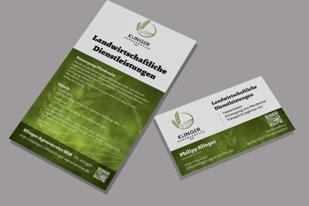 Visitenkarten & Flyer Klinger Agrarservice